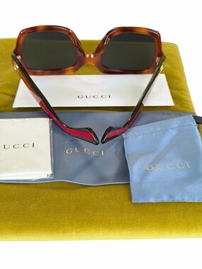 Gucci Brand New 54MM GG0036SN Cat3 Square Havana Green Sunglasses